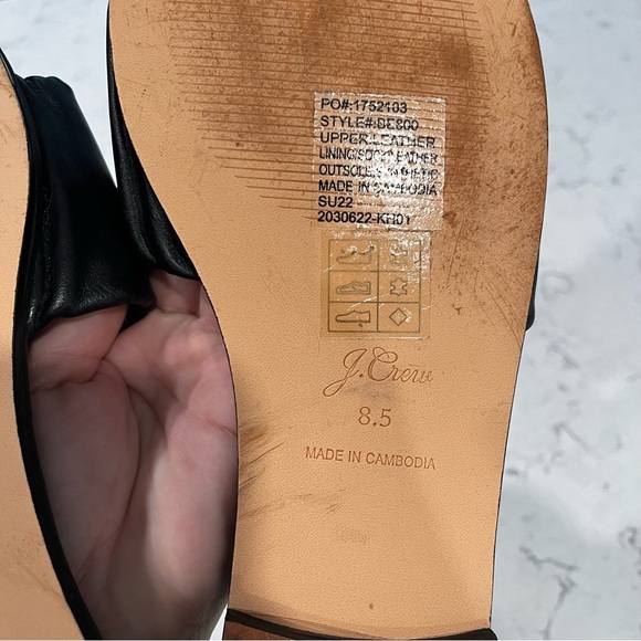 J Crew Scrunch Black Leather Delta Slide Sandal Size 8.5 - Picture 8 of 9